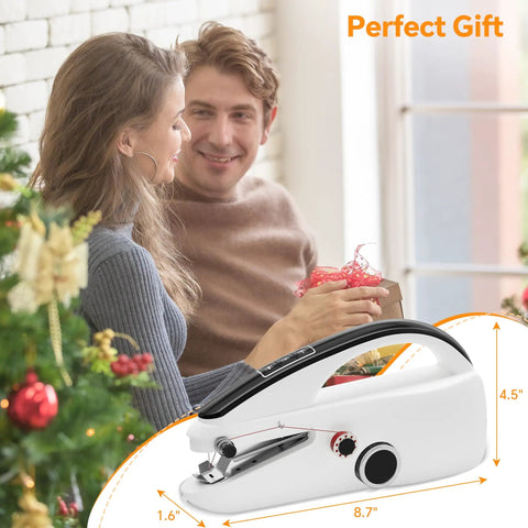 Portable Handheld Sewing Machine With Two Speeds Heavy Duty Mini Stitcher Kit and storage bag shown as a perfect gift option