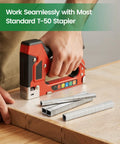 Heavy Duty T50 Staple Gun Staples 1/4 3/8 And 1/2 Inch Leg Galvanized Steel 20 Gauge 3/8 Crown 2520 Count Pack for upholstery projects.