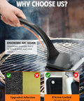 Bristle Free Grill Brush With Five Replacement Heads For Cast Iron And Stainless Steel Grates Safe Outdoor BBQ Scraper shown on grill