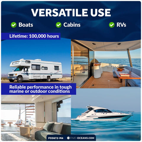 Versatile use of 4 Pack Oblong LED Courtesy Lights for Boats and RVs No Brainer Cool White 12V IP67 Waterproof in cabins and RVs.