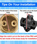 Installation guide for Pressure Balancing Shower Cartridge For One Half Inch Valves Replacement Aftermarket Part With O Ring And Diaphragm Single Handle No Leak Easy Install Compatible With Rite Temp Style Bath And Shower Valves showing tab alignment
