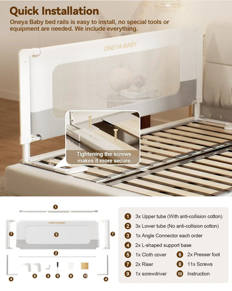 Heavy Duty Toddler Bed Rail Guard For Full Beds Built Tough Thickened And Reinforced Aluminum Safety Rail installation guide