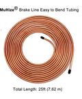 Quarter Inch Brake Line Kit 25 Ft Upgraded Copper Coated Flexible Brake Line Tube Roll coiled with 16 fittings visible