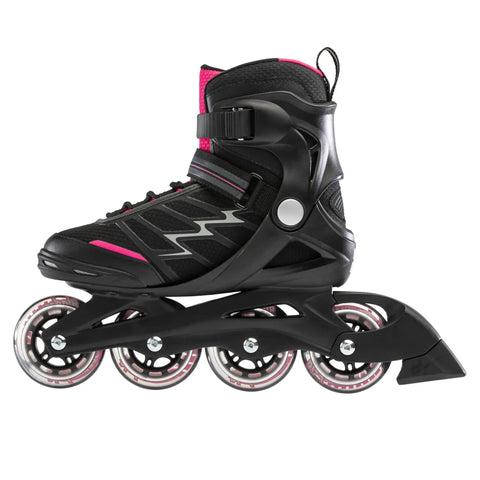 Advantage Pro XT Women's Inline Skates For Beginners With Supportive Shell And Cushioned Liner, Black And Pink, Side View, UK Size 7