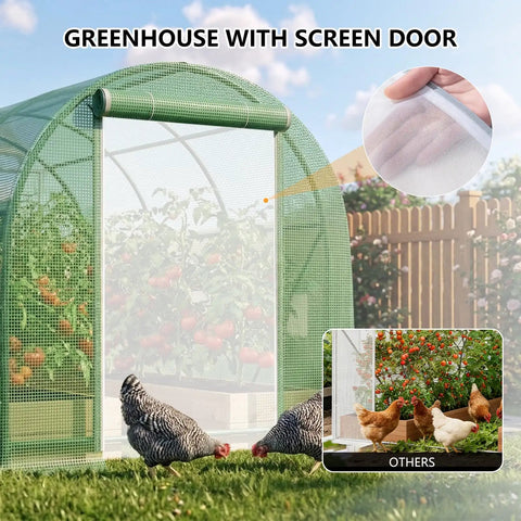 Heavy Duty Outdoor Walk In Greenhouse Shelter Built Tough For Real Backyard Growers, 10 By 7 By 7 Ft Big Garden Green House With Six Mesh Vent Windows, Roll Up Door, Reinforced Galvanized Steel Frame, Easy Setup, Weatherproof And Ready