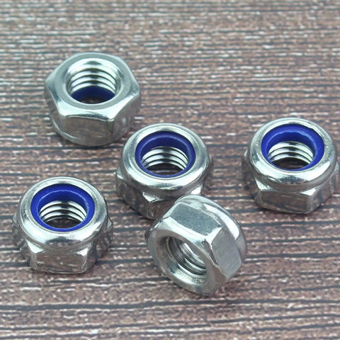 300 Pack M5 Nylon Insert Hex Lock Nuts 0.8Mm Coarse Thread Stainless Steel 304 18 8 Lock Nuts Kit For DIY Projects And Heavy Duty Fastening Great For Home Improvement Auto Repair And Industrial Projects With Durable Stainless Construction shown on wooden surface