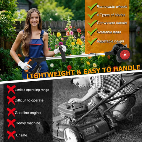 Person holding Cordless 3 In 1 Electric Weed Wacker With 21V Battery No String Trimmer Lawn Edger And Brush Cutter