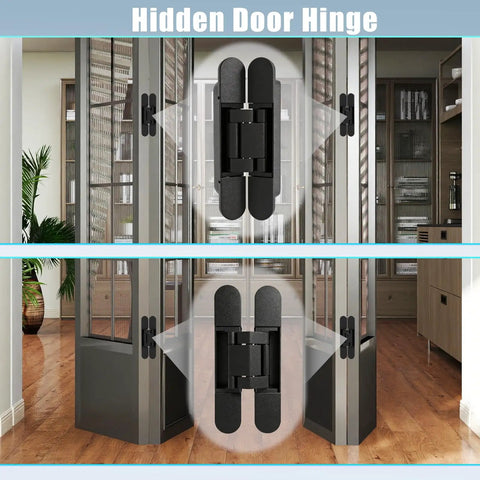 Heavy Duty Hidden Door Hinges With Mold Pack Of Two Slick Concealed Pivot Hardware for secret bookcase, showing smooth rotation detail.