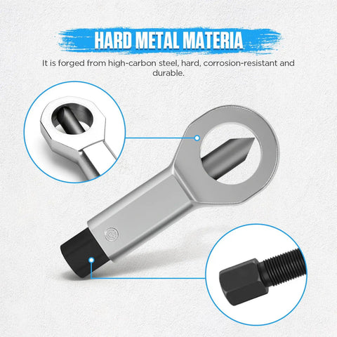 Beefy Four Piece Nut Splitter Tool Set showcasing hard high-carbon steel, corrosion-resistant and durable for heavy-duty nut removal.