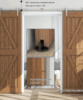 8Ft Stainless Steel Sliding Barn Door Hardware Kit With Heavy Duty Track And Silent Glide for 24 Inch Double Wooden Doors