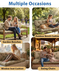 Replacement Cushions For Outdoor Furniture 60x40 Inch Waterproof Porch Bench Cushions For 2 To 3 Seaters With Ties And Backrest 5 Inch Thick Patio Swing Chair Cushion For Garden Backyard Easy To Clean And Breathable Khaki on garden and swing benches, showcasing versatility and comfort.