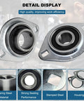 Detailed view of Two Pack 1 Inch Bore Pillow Block Bearings With Flange Mounted Housing Built To Last In Premium Pressed Steel Zinc