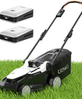 16 Inch Cordless Lawn Mower With Dual 20V 4.0Ah Batteries, Brushless Motor, Ultra Lightweight Yard Buddy, 6-Position Height Adjustment, Includes 2x 4.0Ah Batteries and Charger, Easy Start For Fast, Clean Cuts In Small To Medium Yards. Includes batteries and mower.