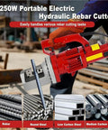 USZWBY 1250W Hydraulic Rebar Cutter Cuts 4-20mm Steel Bars In Just 3 Seconds Portable tool cutting rebar with clean performance.