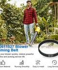 Man using yellow leaf blower in garden with Timing Belt Replacement For Leaf Blower Vacuum Fits DCBL770B DCBL770X1 DCBL790B image