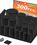 Legit Heavy Duty Felt Furniture Pads 300 Piece Pack Black Self Adhesive Glide Sliders For Hardwood Laminate Tile Floors Bangin Scratch Protection Smooth Ride Floor Savers displayed in various round and square shapes.