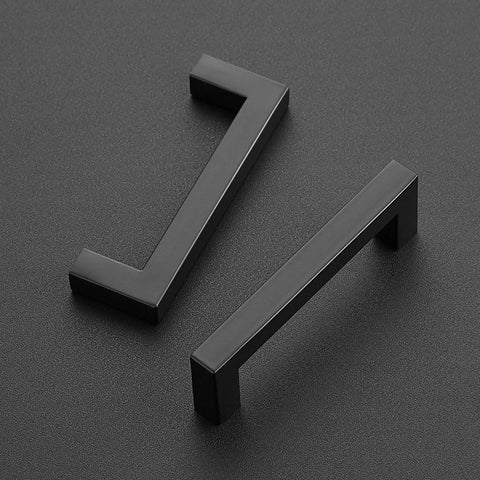 Set Of 30 Matte Black Square Cabinet Handles 3 3/4 Inch Center To Center Drawer Pulls For Kitchen Cabinets Top View