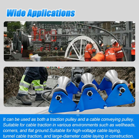 Heavy Duty Cable Puller Sheave For Industrial Laying High Load Wire Tugger Pulley shown in various industrial uses