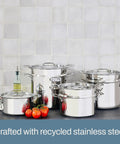 Six-Quart Stainless Steel Multipot With Built-In Straining Lid for No Fuss Cooking induction ready and oven safe to 600F set