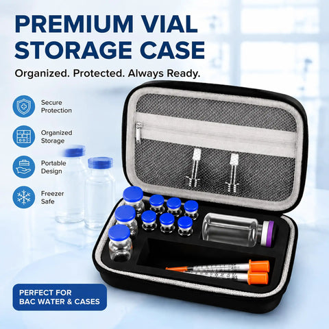 Grab And Go Vial Storage Case For Fridge And Travel Holds 7x 3ml 3x 10ml And 1x 30ml Vials With Mesh Pocket Organizer Black Case
