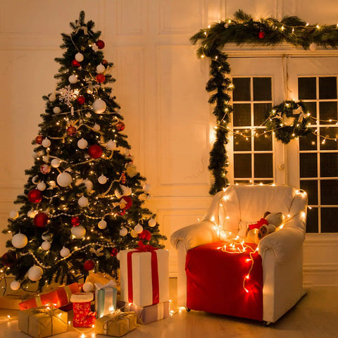 42.6 Foot Battery Powered Fairy Lights With 120 LEDs IP65 Waterproof Twinkle String With Timer And Eight Modes on Christmas tree