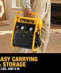 Easy carrying of Compact 135 PSI Air Compressor With 1 Gallon Tank And Two Point Six Amp Motor Super Handy For Finish Carpenters