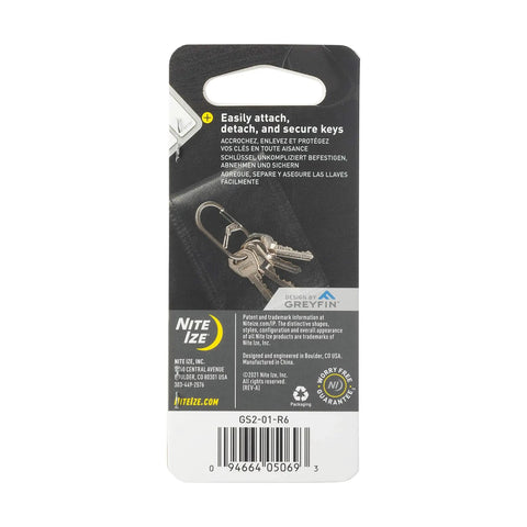 Packaging of G Series Dual Chamber Carabiner Size 2 1 Pack Black for keys with product details and barcode visible