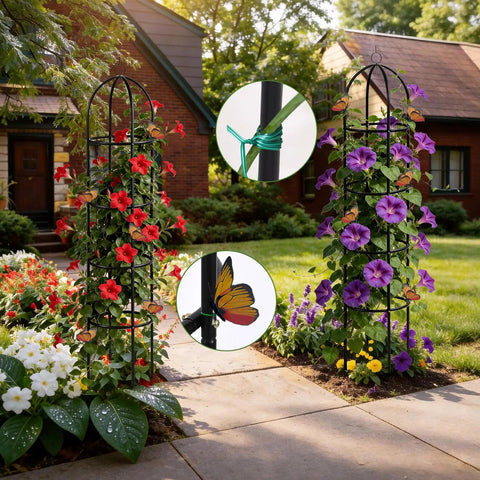 Obelisk Garden Trellis 6.6 Ft Tall Metal Plant Support For Climbing Vines And Flowers, Built Tough 13mm Rustproof Tubing, Includes Ground Stakes