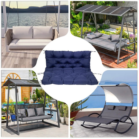 Porch Swing Cushion Set For Outdoor 2 To 3 Seater Benches Waterproof Garden Patio Bench Pad With Ties 4 Inch Thick Cozy Durable