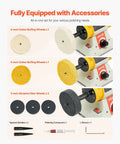 Benchtop Buffer Polisher With Half Horsepower Motor And 0 To 8000 RPM Adjustable Speed Heavy Duty Polish And Buffing Machine includes cotton and fiber wheels, accessories.