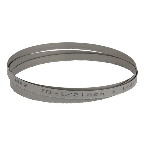 70-1/2 Inch Bi-Metal Bandsaw Blade 1/2 Inch Wide 0.025 Inch Thick M42 Teeth Variable 14 To 18 TPI For Cutting Soft Ferrous Metal Only Ideal For Tubes And Profiles Durable Metal Cutting Blade For Heavy Duty Projects