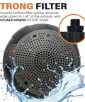 Tankless Water Heater Descaling Flush Kit With Heavy Duty One Sixth Horsepower Pump And Steel Hoses In A Three And A Half Gallon Bucket filter detail