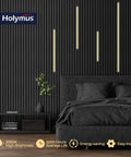Bedroom with Easy-Install Self-Adhesive Dimmable LED Light Strips Kit for Slat Wall Panels and Wood Walls, warm white lighting