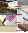 Collage showing various flooring trim applications, including 6.56 Ft PVC Carpet And Floor Edging Trim Strip Self Adhesive Threshold Transition.