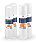 5 Micron Sediment And CTO Carbon Block Whole House Water Filter Cartridges Set Of 4 20x4.5 In For 2-Stage Filtration