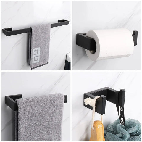 Dope 4-Piece Brushed Nickel Bathroom Hardware Set With 24-Inch Towel Bar Hand Towel Holder Toilet Paper Holder And Robe Hook