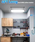 Two Pack 100W LED Shop Lights 14000 Lumens 6000K Daylight Plug In Garage Lights With 6 Foot Power Cord IP66 Waterproof