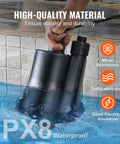 Submersible Sump Pump One Third HP, 2450 GPH High Flow, 30 Feet Head, Heavy Duty Thermoplastic Water Pump With 10 Foot Power Cord in pool