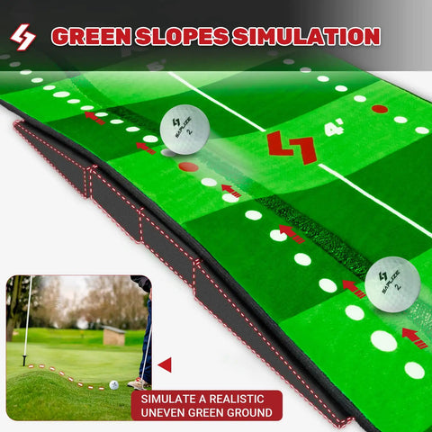 Golf Putting Mat With Visible Trajectory Tracing, Alignment Mirror, And Adjustable Slopes for Green Simulation Practice