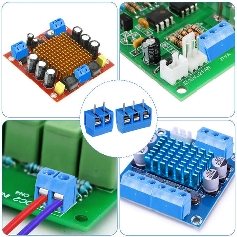 Blue 70 Pieces 2 Pin And 3 Pin 5mm Pitch PCB Mount Screw Terminal Blocks Pack for Cable Connections, Durable ABS Construction
