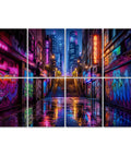 8 Pack Peel And Stick Acoustic Wall Panels With Neon Graffiti City Skyline Design Premium Polyester Fiber Sound Absorbing Foam Tiles For Recording Booths And Home Office Level Up Your Rig in vibrant urban scene