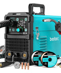 145A Dual Voltage MIG Welder For Home DIY 4 In 1 with accessories, flux core wire, synergetic IGBT inverter, large LED display