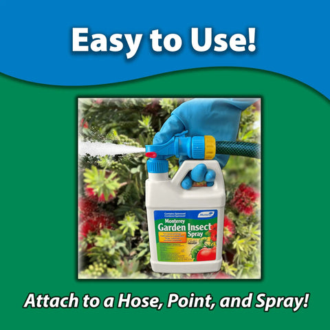 Spinosad Insecticide Bundle With Measuring Spoon For Organic Garden Care spray container in use on garden plants