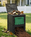 80 Gallon Outdoor Compost Bin With Snap On Lid And Aeration Vents Heavy Duty Monster Capacity Yard Waste Recycle Container