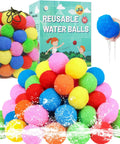 60 Pcs Reusable Water Balls For Summer Splash Fun, Colorful Water Balloons For Pool And Backyard Games with mesh bag