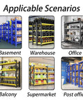 Image showing multiple environments using Heavy Duty Four Tier Garage Shelving Unit Built Tough With Diagonal Support Beams.