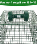 DIY Garden Animal Shield Cages For Outdoor Plants, No Fuss Reusable Square Mesh Plant Covers Kit With 12x12 Panels, Zip Ties, Ground Stakes, And Labels To Keep Rabbits, Squirrels, Deer, And Other Critters Out with an 11 lb weight on top of the mesh cage