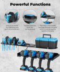 Power Tool Organizer Wall Mount 3 In 1 Cordless Drill Storage Shelf With 4 Holders Corner Design Heavy Duty Rack with tools