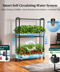 Side view of 60 Pod Vertical Hydroponic Garden System With Smart Full Spectrum Grow Lights And Auto Water Circulation indoors