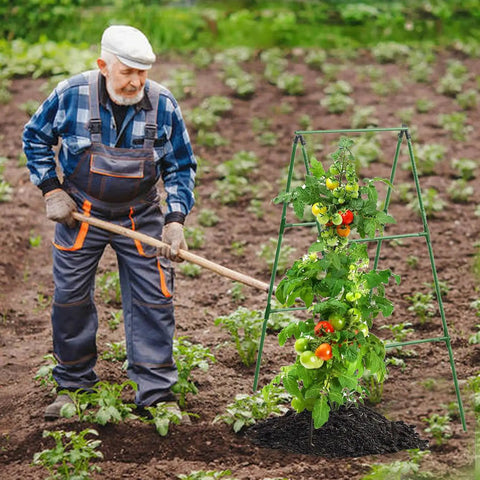 Heavy Duty 47 By 16 Inch A Frame Garden Trellis For Climbing Cucumbers Beans Peas And Other Vines with man gardening
